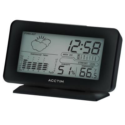 Acctim 'Vega' LCD Weatherstation clock in Black