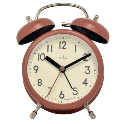 Acctim 'Hardwick' Soft Coral Double bell alarm clock