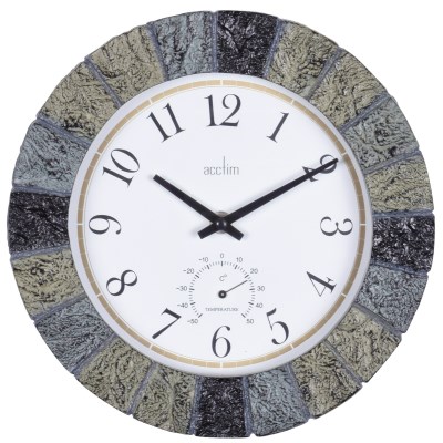 Acctim 'Bowfell' 26cm Slate effect indoor/outdoor wall clock
