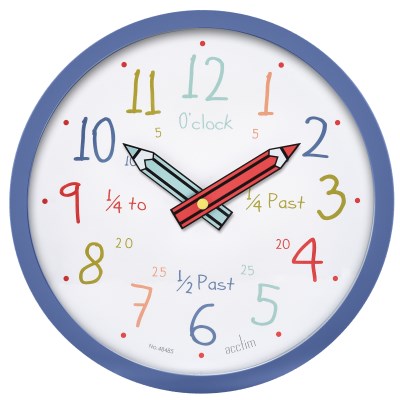 Acctim Alma 26cm Blue Time Teaching Wall Clock