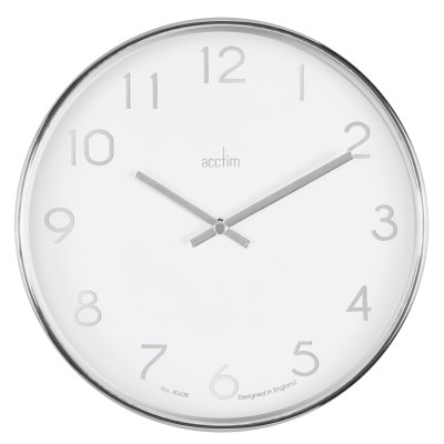 Acctim 'Elma' 25cm Chrome plastic wall clock in White