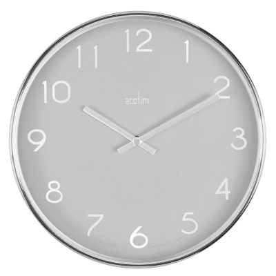 Acctim 'Elma' 25cm Chrome plastic wall clock in Smoke