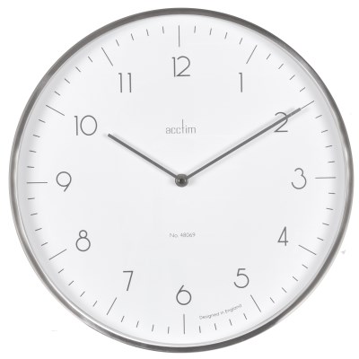 Acctim 'Madison' 35cm brushed metal wall clock in White