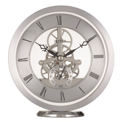 Acctim 'Millendon' Round Skeleton Mantel clock in Silver