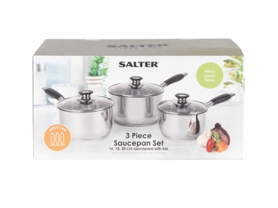 Salter Stainless Steel 3 Piece Saucepan Set