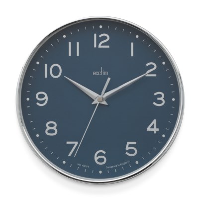 Acctim 'Rand' 20cm wall clock Chrome/Blue