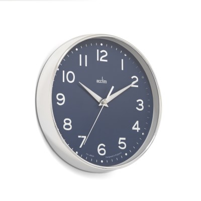 Acctim 'Rand' 20cm wall clock Chrome/Blue