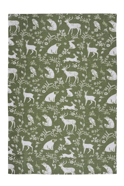 Ulster Weavers Forest Friends Sage Cotton Tea Towel Pk2
