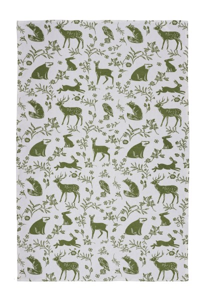 Ulster Weavers Forest Friends Sage Cotton Tea Towel Pk2