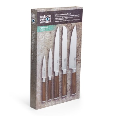 Taylors Portland Walnut 5pc Presentation Kitchen Knife Set