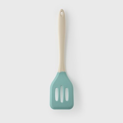 Taylors Silicone Slotted Turner 28cm - Buttermilk/Turquoise