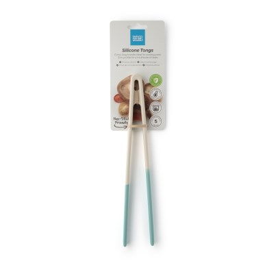 Taylors Silicone Tongs 29cm - Buttermilk/Turquoise