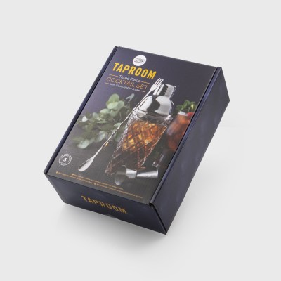 Taylors Taproom 3pc Embossed Glass & S/Steel Cocktail Set