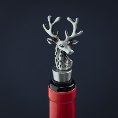 Taylors Taproom Stag Wine Stopper - Matt Pewter