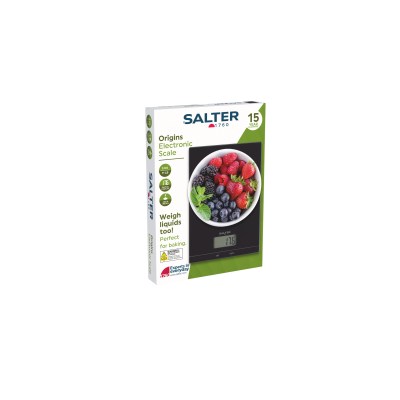 Salter Black Glass Electronic Kitchen Scale SA00450BC