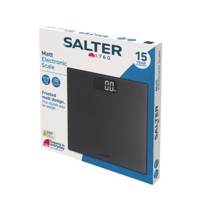 Salter Frosted Matt Black Electronic Personal Scale SA00599C