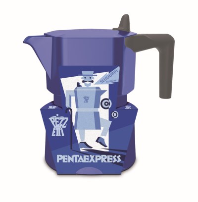 Pezzetti Pentaexpress Torpedo Blue Aluminium Coffee Maker 6C