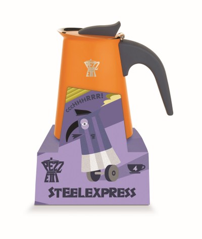 Pezzetti Steelexpress Orange Flame S/Steel Coffee Maker 6C