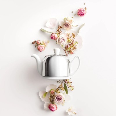 Degrenne Salam Classique White Teapot 2 Cups Mirror Cloche