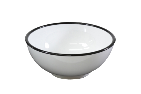Jab Vintage White/Black Rim Enamel Look Bowl 15cm