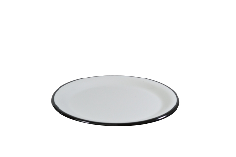 Jab Vintage White/Black Rim Enamel Look Plate 20cm