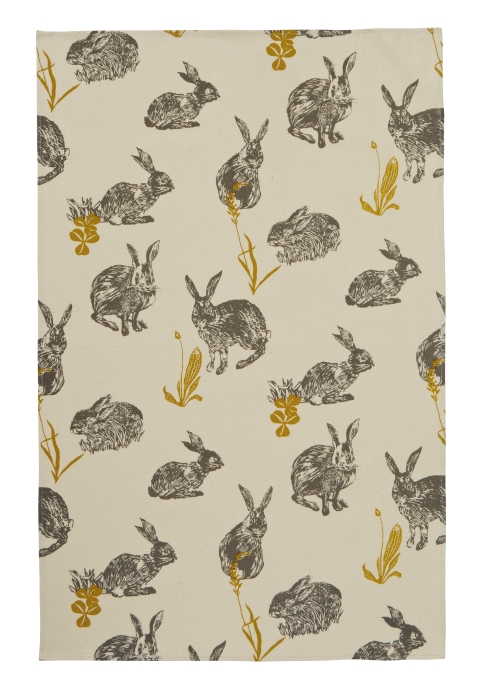 Ulster Weavers Block Print Rabbits Cotton Tea Towel
