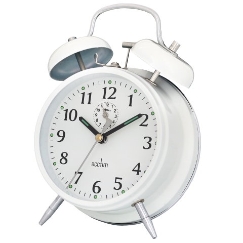 Acctim 'Saxon' white double bell alarm clock