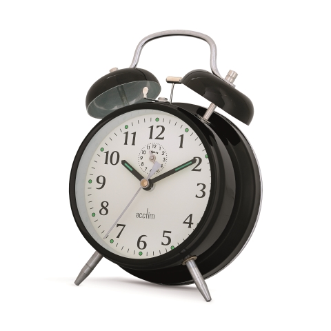 Acctim 'Saxon' black double bell alarm clock