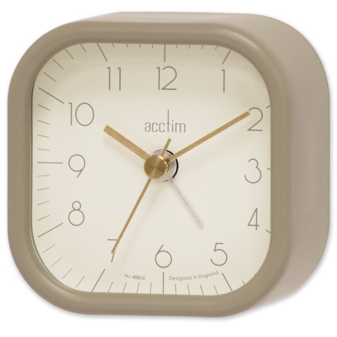 Acctim 'Zak 2' Metal case alarm clock in Taupe