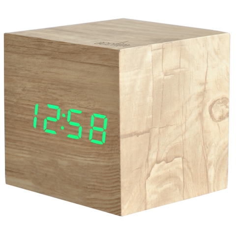 Acctim 'Ark' Cube LED Alarm clock in Ash wood
