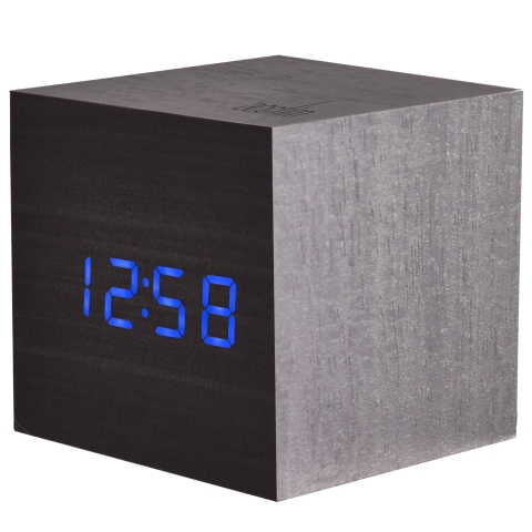 Acctim 'Ark' Cube LED Alarm clock in Black wood