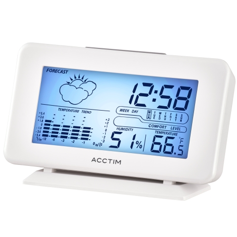 Acctim 'Vega' LCD Weatherstation clock in White