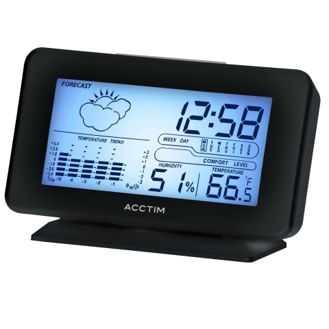 Acctim 'Vega' LCD Weatherstation clock in Black
