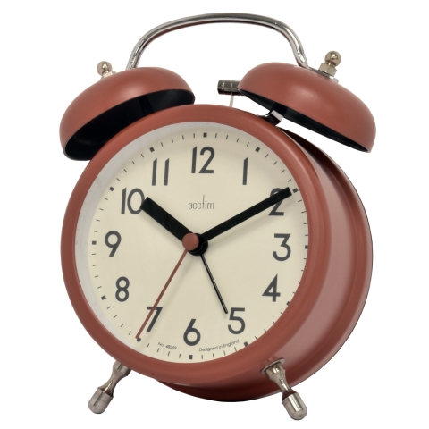 Acctim 'Hardwick' Soft Coral Double bell alarm clock