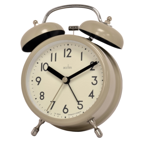 Acctim 'Hardwick' Taupe Double bell alarm clock