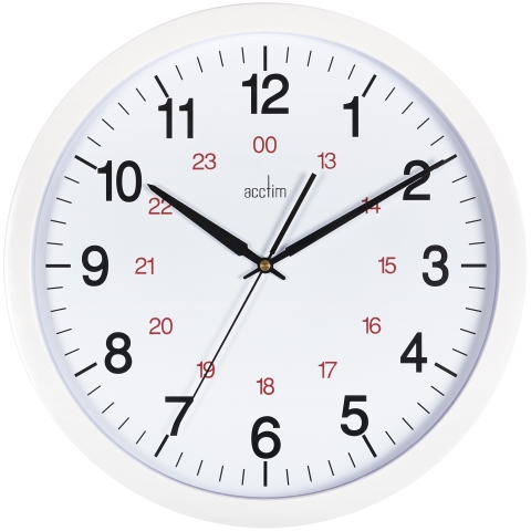Acctim 'Metro' 355mm 24hr White wall clock