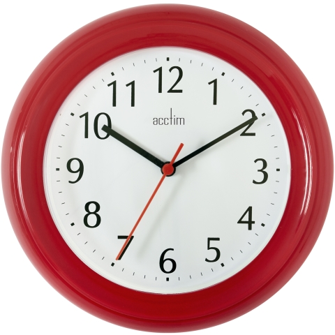 Acctim 'Wycombe' Red plastic wall clock