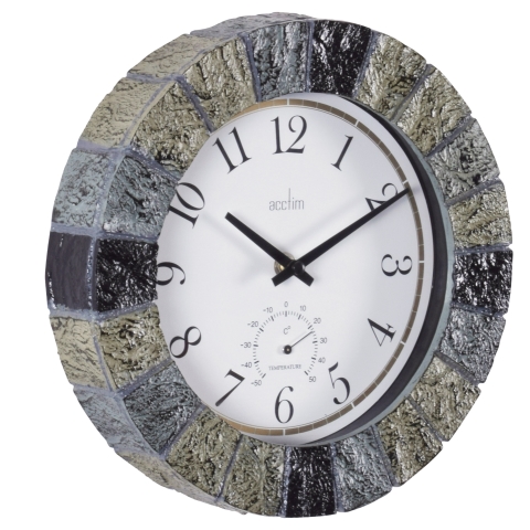 Acctim 'Bowfell' 26cm Slate effect indoor/outdoor wall clock