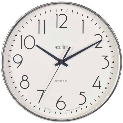 Acctim 'Earl' 25cm Sweep wall clock in Chrome