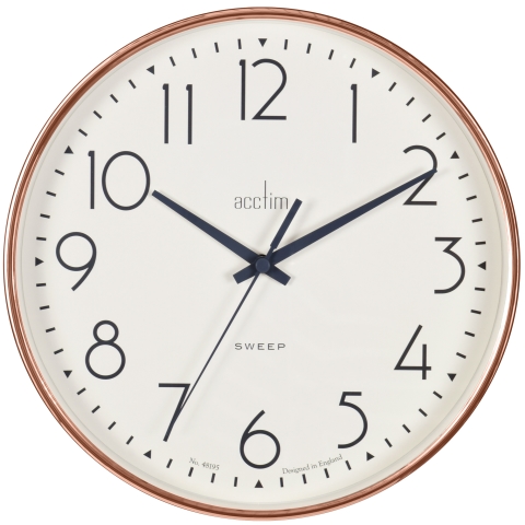 Acctim 'Earl' 25cm Sweep wall clock in Copper