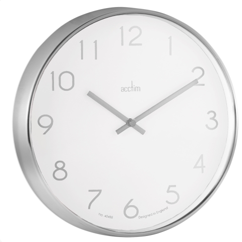 Acctim 'Elma' 25cm Chrome plastic wall clock in White