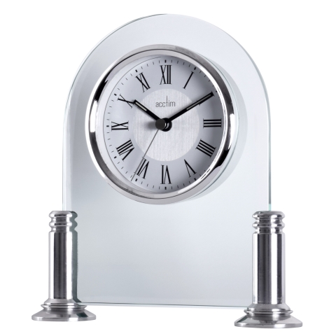 Acctim 'Bewdley' Silver mantel/glass table clock