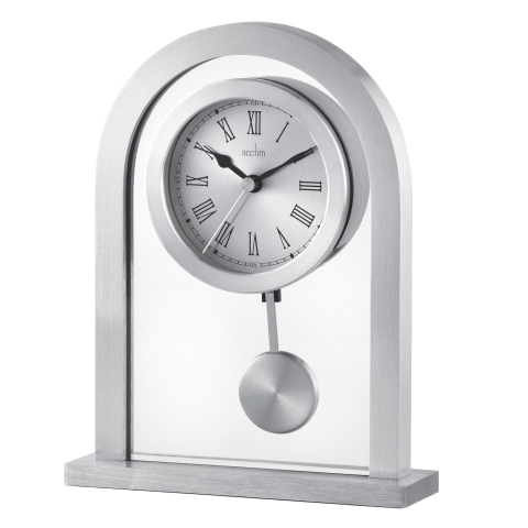 Acctim 'Bathgate' Glass & Metal table clock in silver