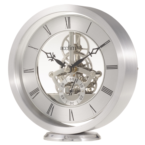 Acctim 'Millendon' Round Skeleton Mantel clock in Silver
