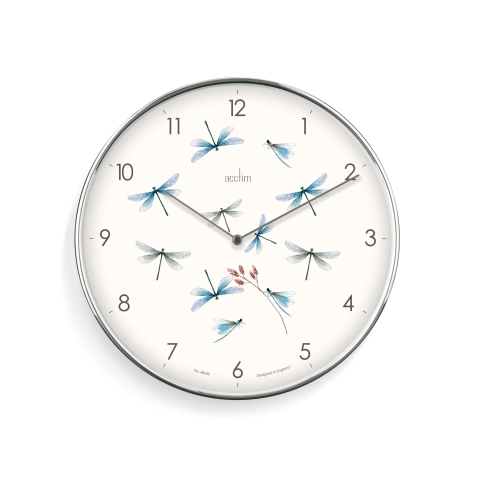 Acctim 'Society' Dragonfly with Flowers 30cm wall clock