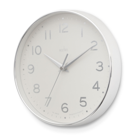 Acctim 'Rand' 20cm wall clock Chrome/White