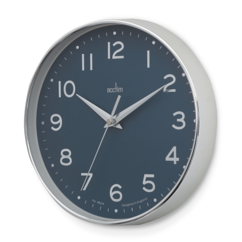Acctim 'Rand' 20cm wall clock Chrome/Blue