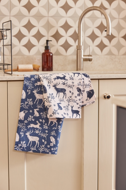 Ulster Weavers Forest Friends Navy Cotton Tea Towel Pk2