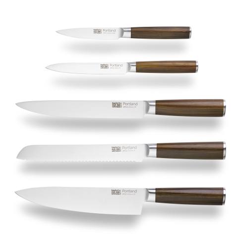 Taylors Portland Walnut 5pc Presentation Kitchen Knife Set