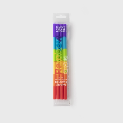 Taylors Rainbow Set of 4 Reusable Drinking Straws